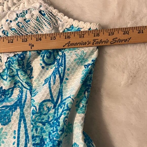 Lilly Pulitzer Dress Pearl Crochet Neck Halter Size 14 Blue & White - Picture 12 of 16